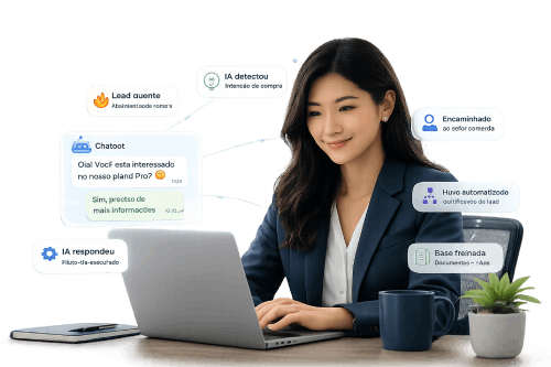 Chatbot Yvy Desk qualificando lead, respondendo com IA e encaminhando para atendimento comercial